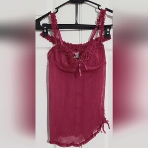 Elegant Pink Ruffled Women's Lingerie Set